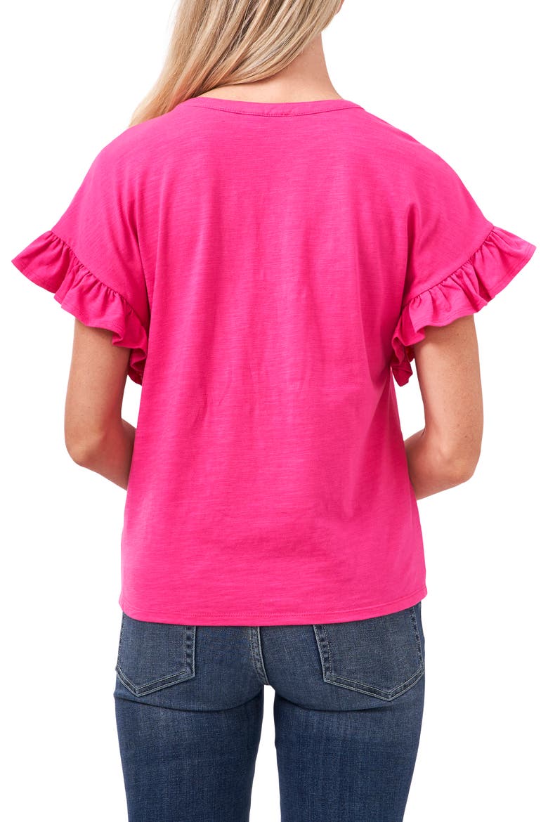 Ruffle Sleeve Knit Top, Alternate, color, BRIGHT ROSE