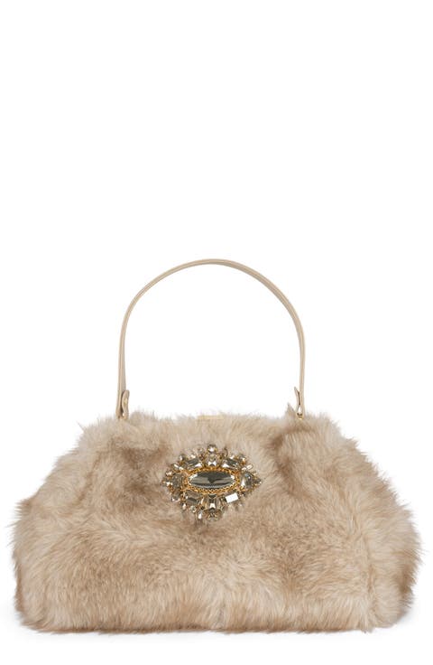 Gabor Faux Fur Satchel Handbag