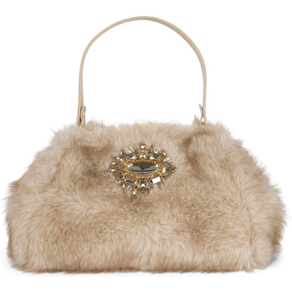 Jeffrey Campbell Gabor Faux Fur Satchel Handbag In Neutral