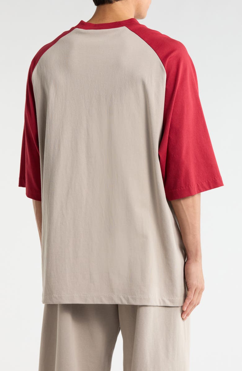 Fear of God Essentials Cotton Baseball T-Shirt, Alternate, color, Smoke Grey / Crimson