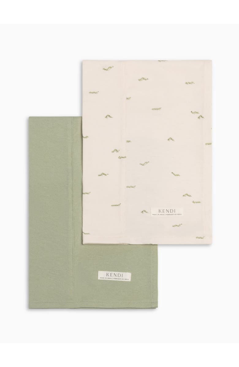 KENDI by Colored Organics Organic 2-Pack Burp Cloth Set, Main, color, Mint + Caterpillar