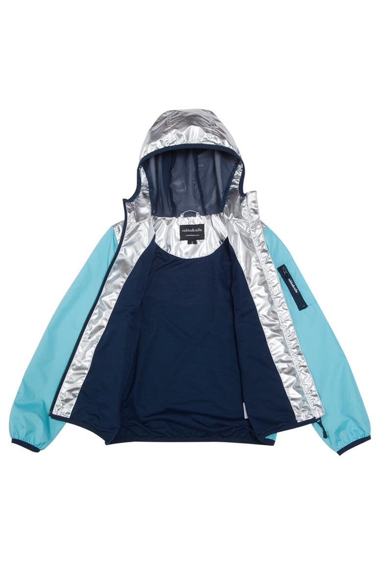 Kids' Lightweight Lined Windbreaker, Alternate, color, Metallic Teal