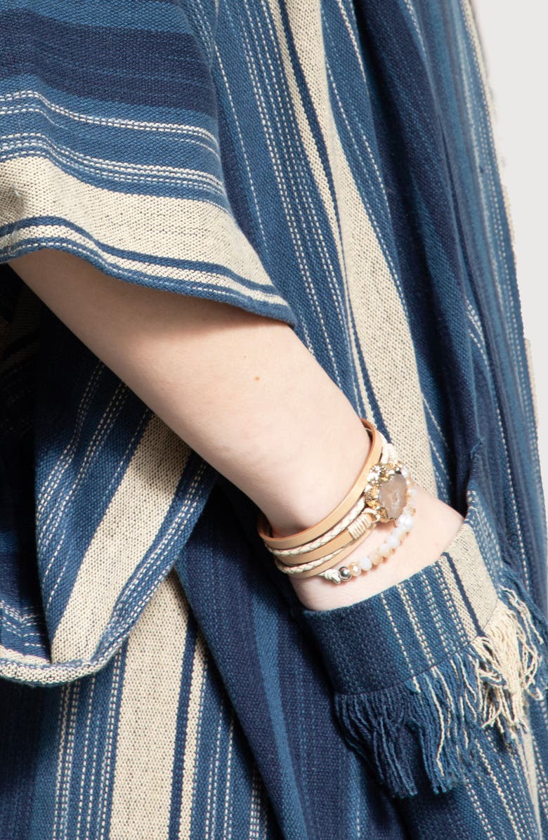 SAACHI Striped Fringe Trim Duster, Alternate, color, Navy