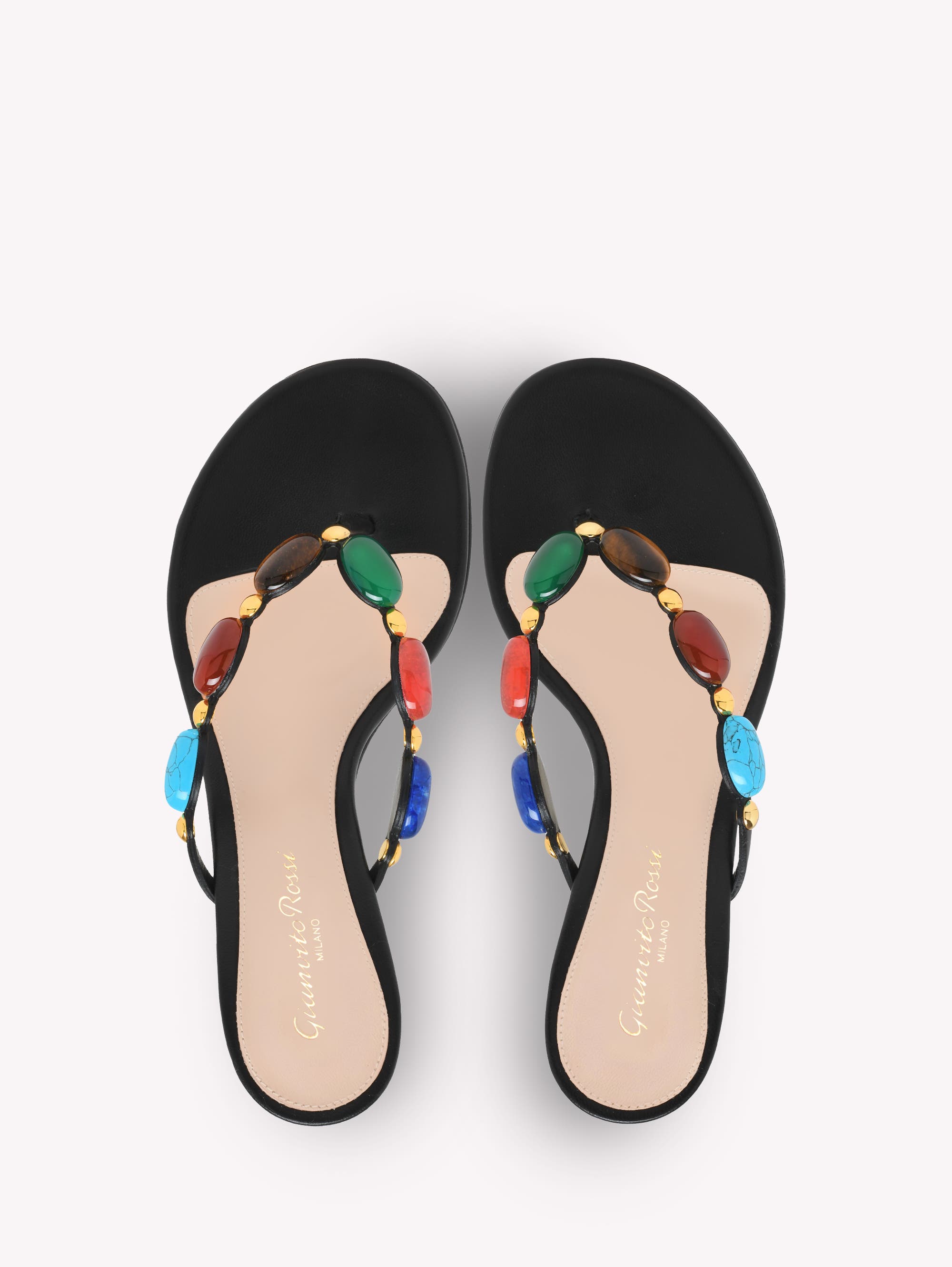 Gianvito Rossi Shanti Thong 70 Sandals, Alternate, color, Black Suede And Nappa