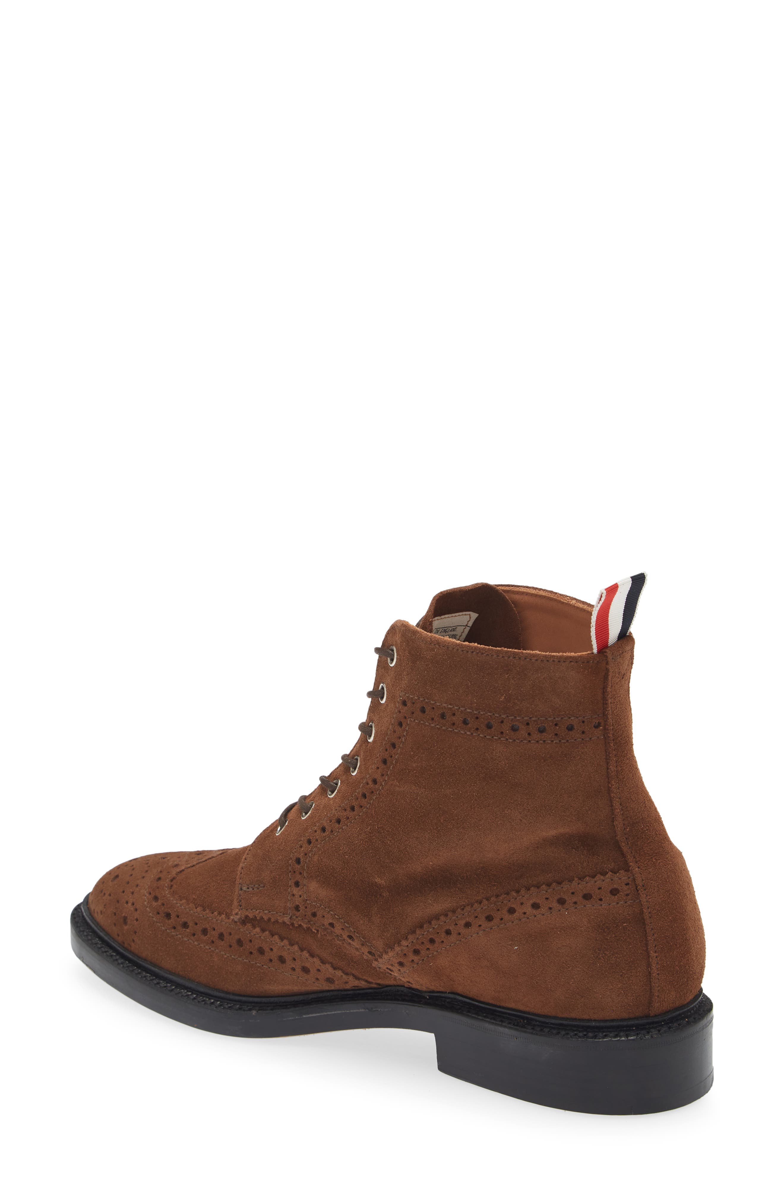Thom Browne Brogue Wingtip Suede Boot, Alternate, color, 