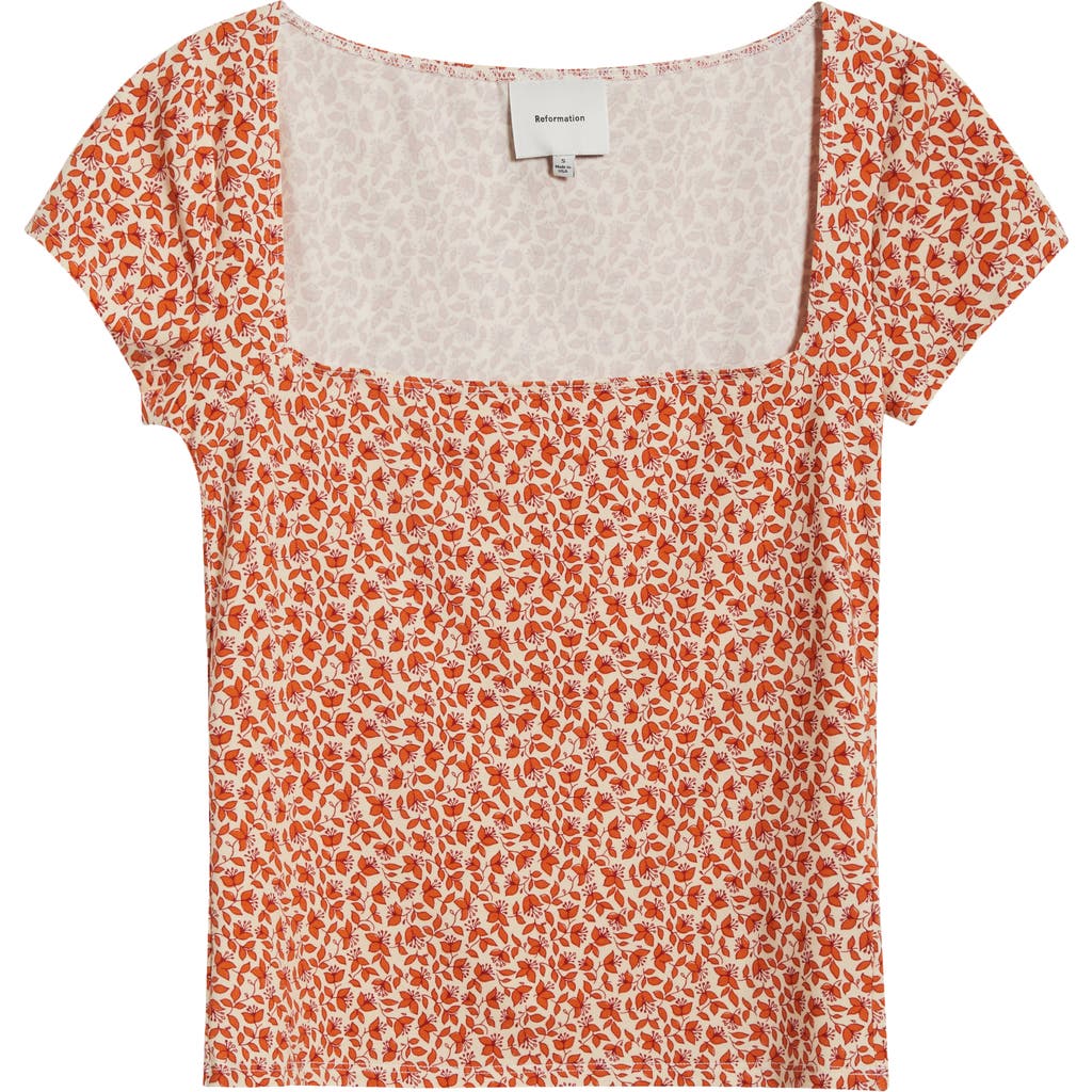 Reformation Bardot Knit Top Mulberry In Red