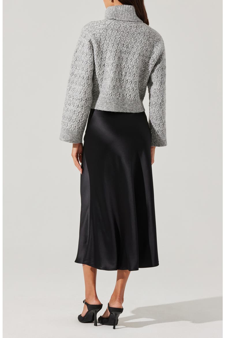 Textured Stitch Crop Turtleneck Sweater, Alternate, color, HEATHER GREY