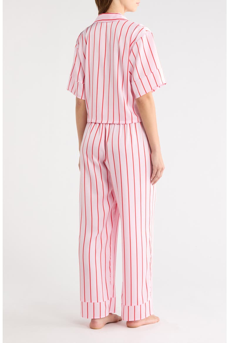 Boxy Everyday Satin Pajamas, Alternate, color, PINK- RED ALTO STRIPE