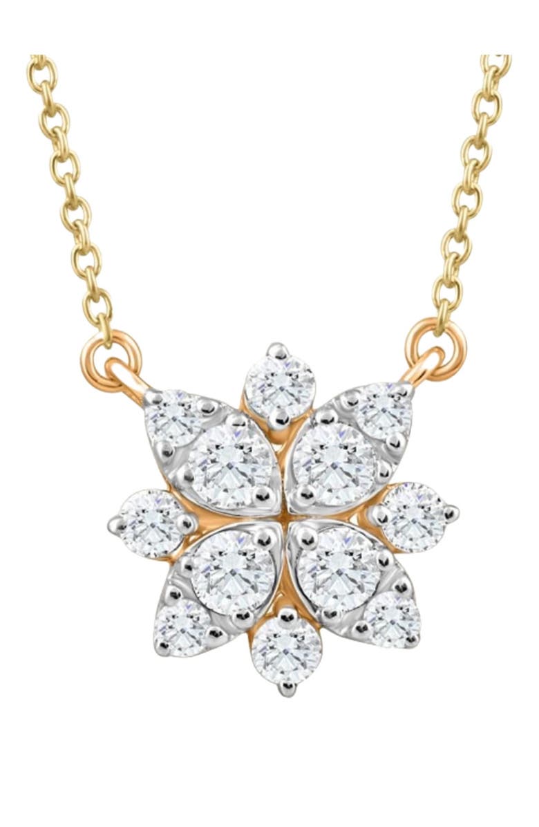 Bliss Diamond .55Ct TW Diamond Cluster Halo Round Pendant Gold Necklace Lab Grown, Main, color, 10K Yellow Gold