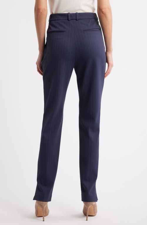 Shop Hugo Boss Boss Tanya Straight Leg Pants In Clean Navy Herringbone