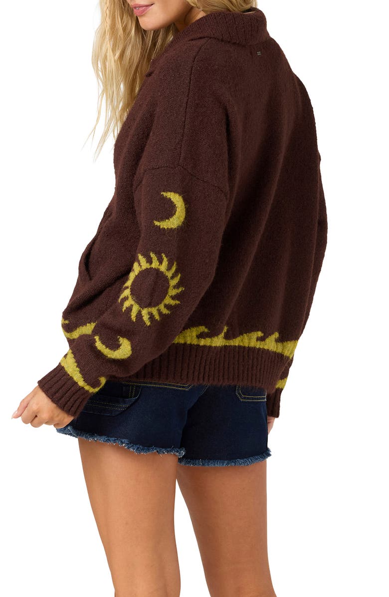 O'Neill Corrine Zip Up Sweater, Alternate, color, Chocolate