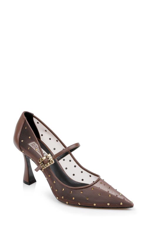 Badgley Mischka Collection Antonia II Pointed Toe Mary Jane Pump in Brown Leather 