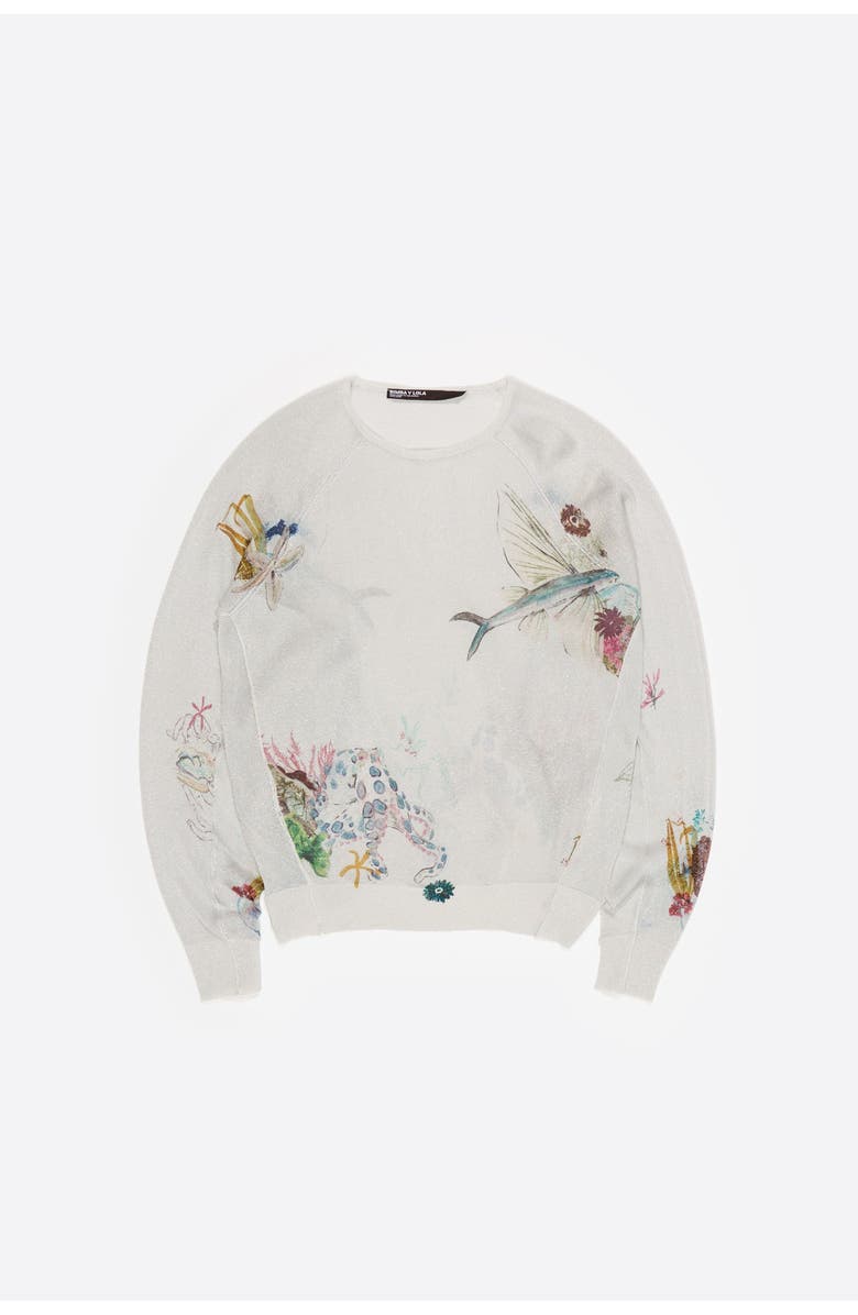 Bimba y Lola Lurex Batwing Sleeve Sweater, Alternate, color, Seabed Off White