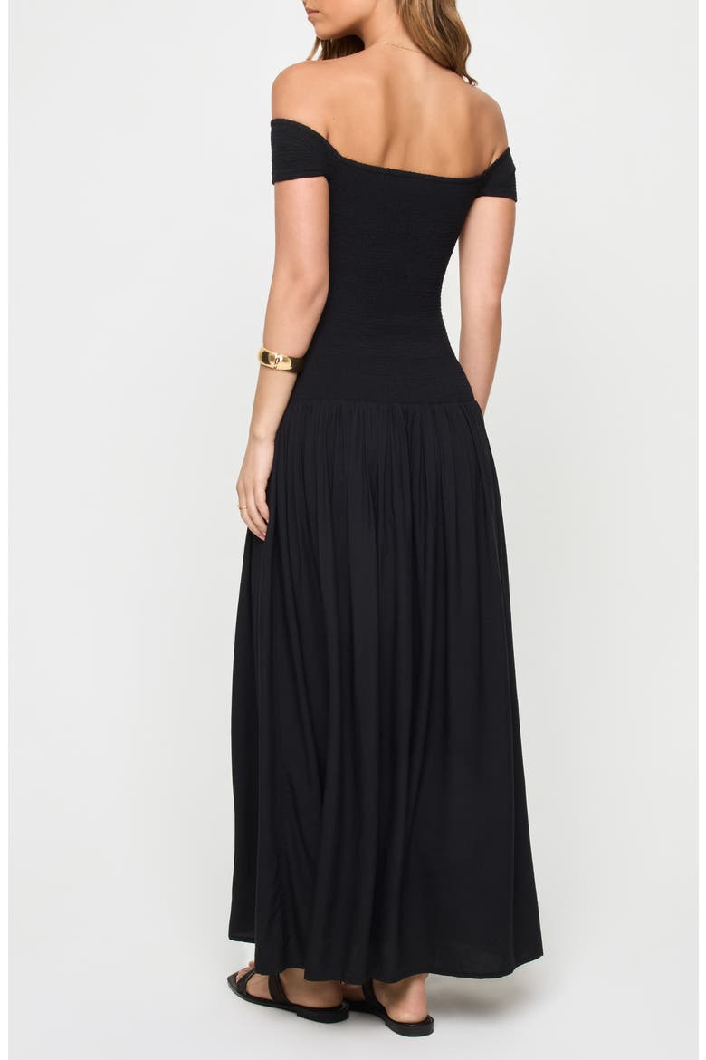 Going Steady Off the Shoulder Cover-Up Dress, Alternate, color, BLACK