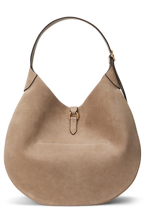 Polo Ralph Lauren Polo Id Large Suede Shoulder Bag In Brown