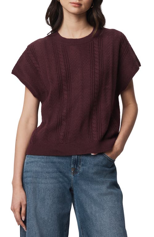 Splendid Raelynn Short Sleeve Pointelle Sweater In Burgundy