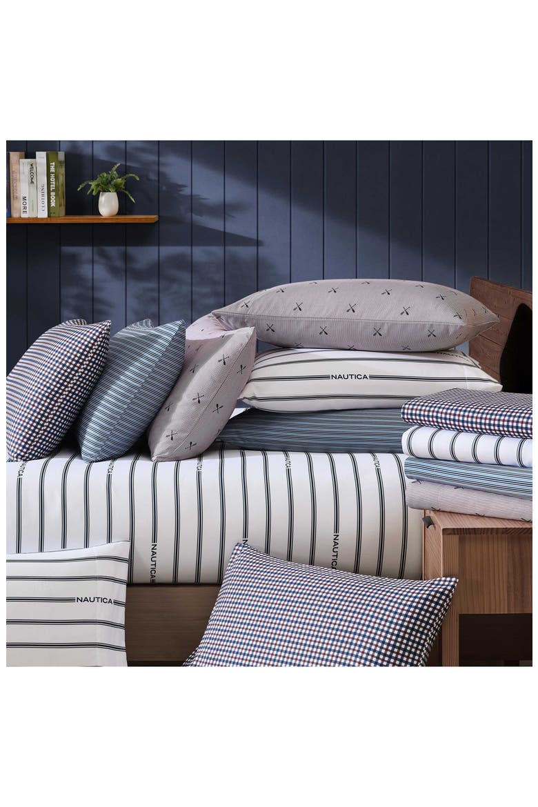 Heritage Plaid Microfiber Sheet Set, Alternate, color, DARK BLUE COXWAIN STRIPE