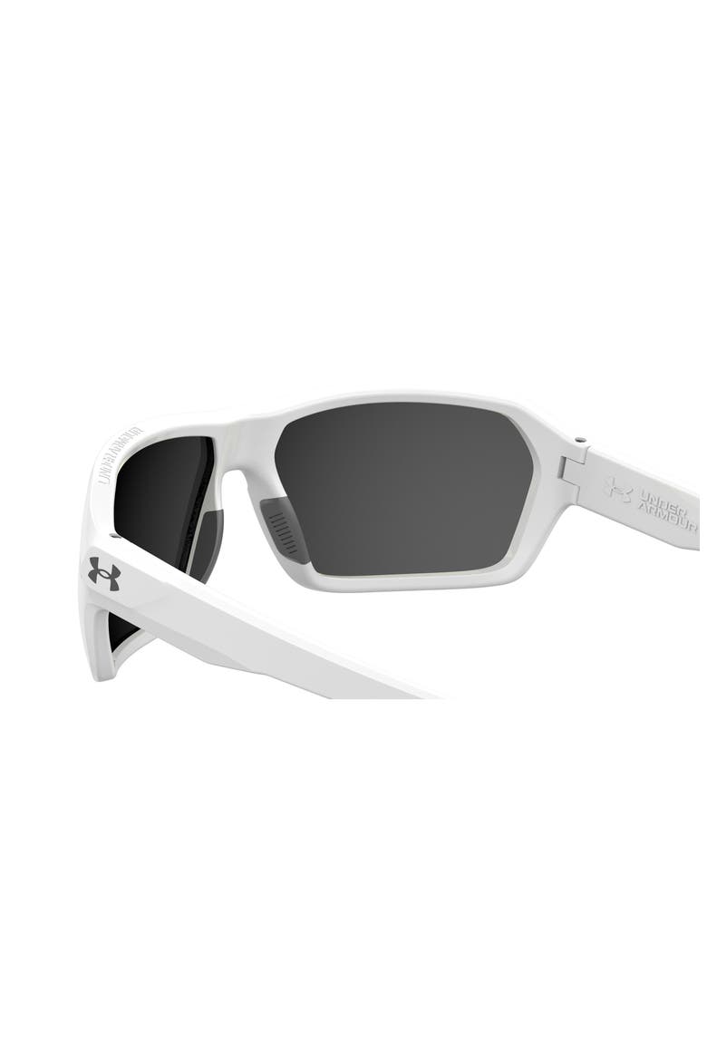 64mm Gradient Polarized Rectangular Sunglasses, Alternate, color, MATT WHITE