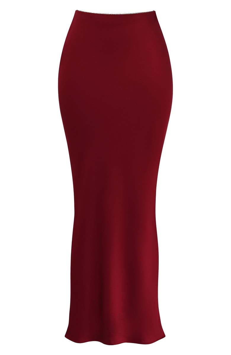 HOUSE OF CB Sydel Bias Cut Satin Maxi Skirt, Alternate, color, Blood Red