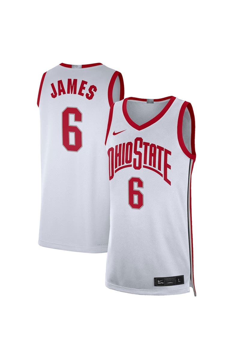 Nike Men's Nike LeBron James White Ohio State Buckeyes Limited Basketball Jersey, Main, color, White