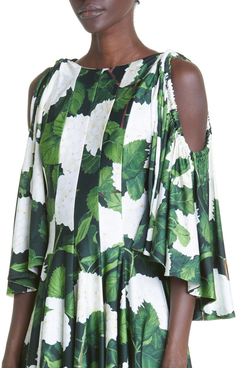 Oscar de la Renta Hydrangea Cold Shoulder Jersey Dress, Alternate, color,