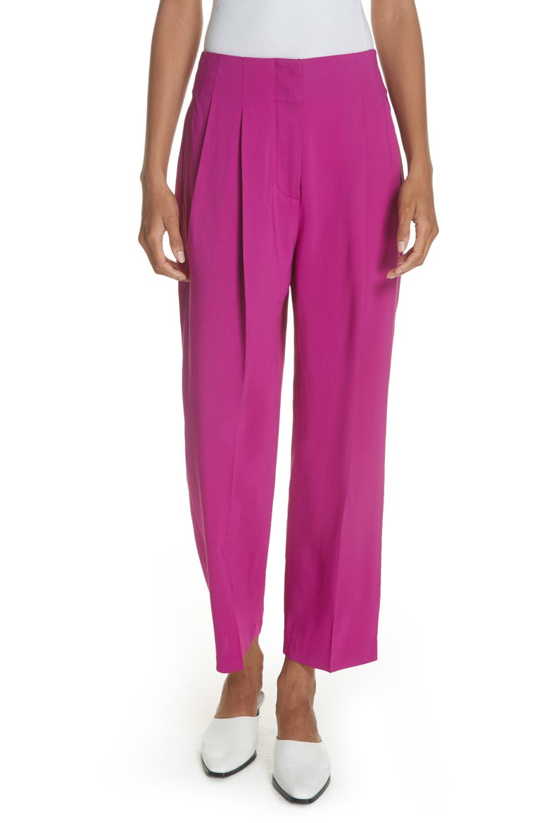 Pleated Crop Trousers, Main, color, FUCHSIA