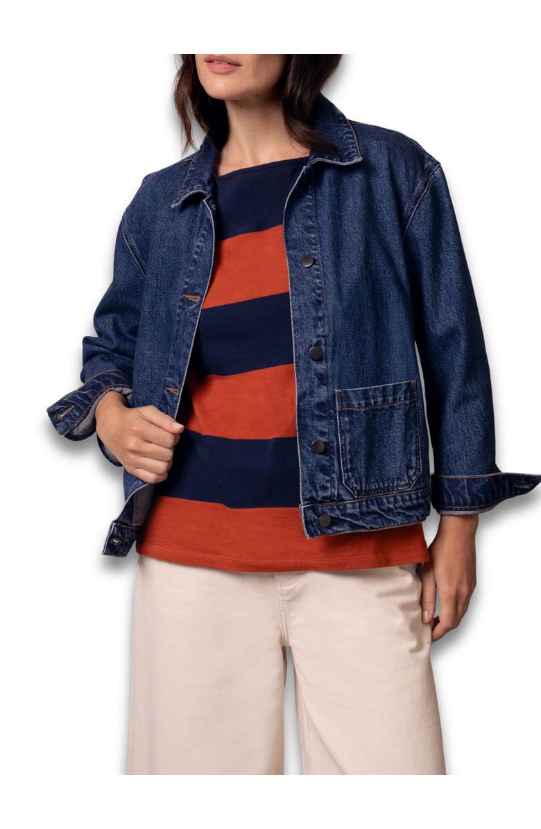 Celtic & Co. Boxy Patch Pocket Denim Jacket, Alternate, color, Indigo Rinse Wash