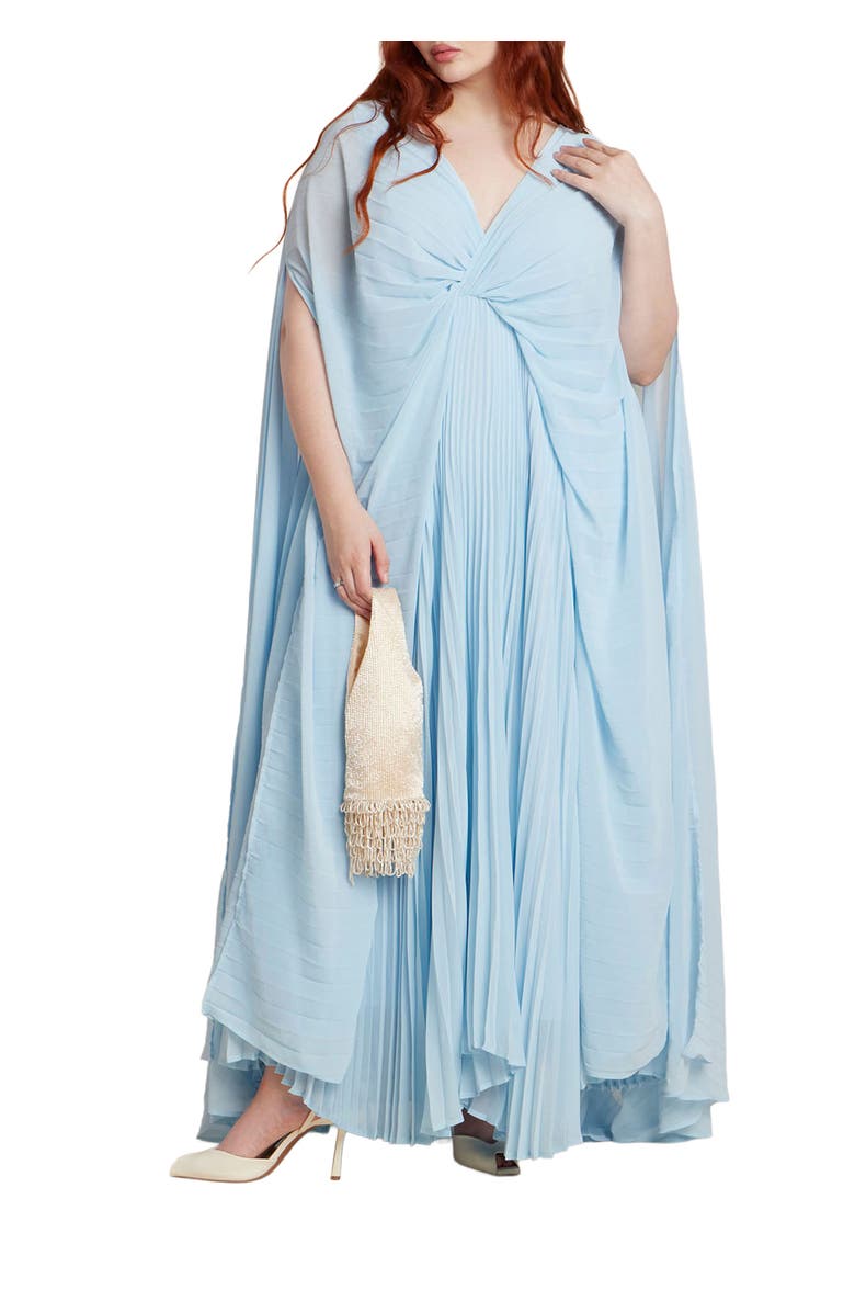 ELOQUII Pleated Cape Gown, Main, color, 