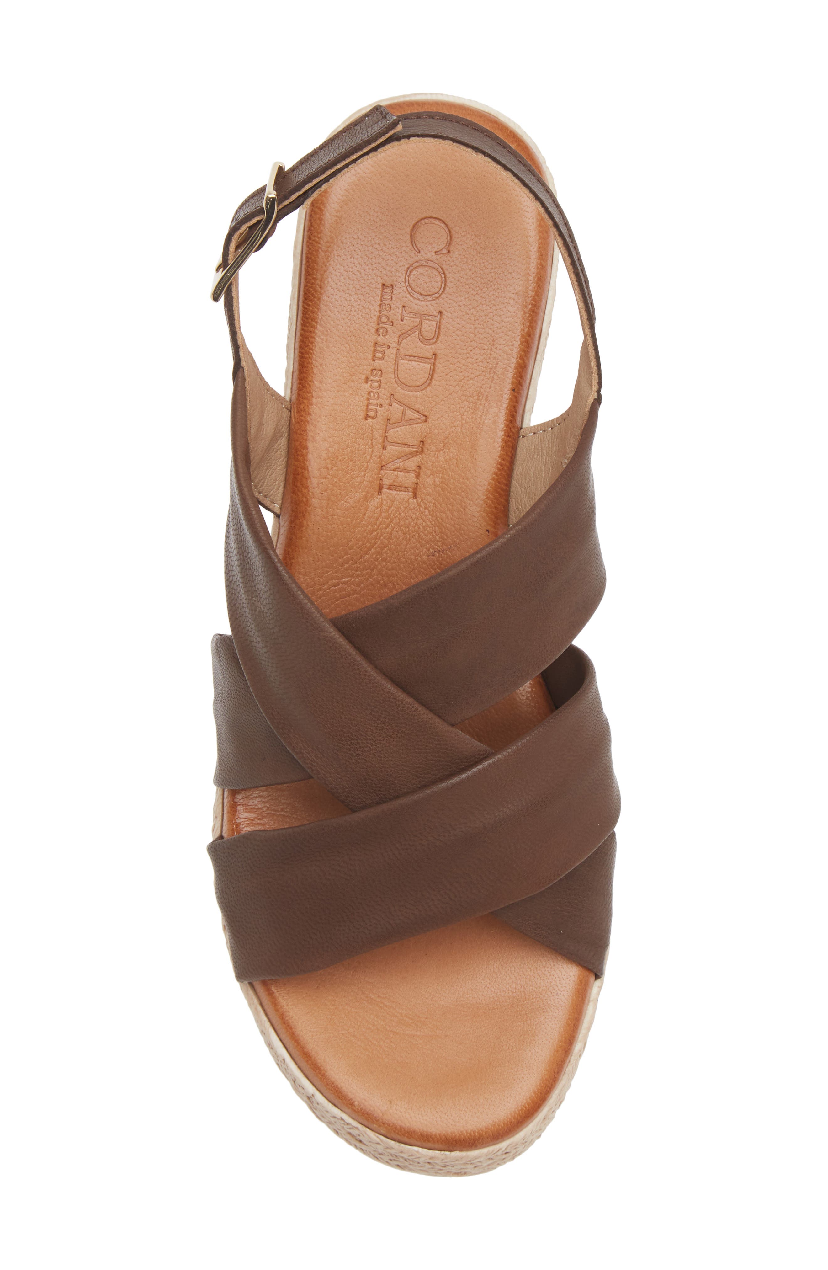 Cordani Bennie Slingback Espadrille Platform Wedge Sandal, Alternate, color, Brown Leather