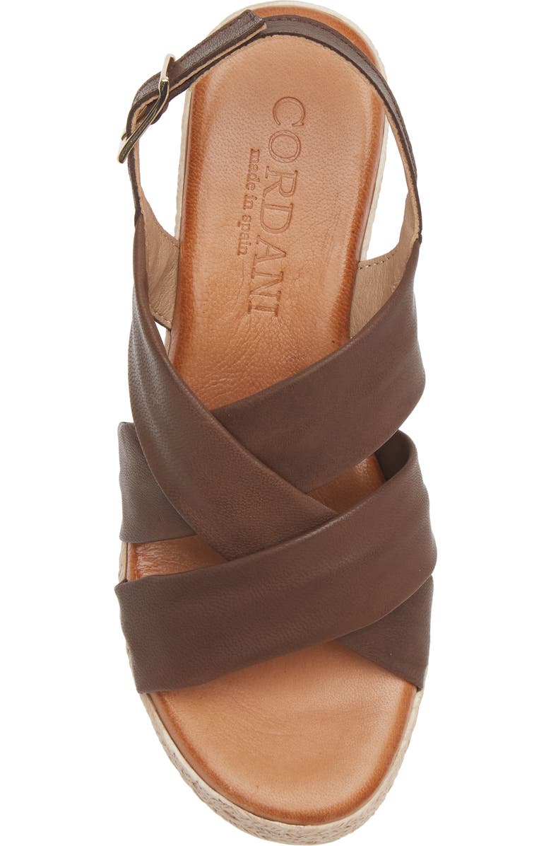 Cordani Bennie Slingback Espadrille Platform Wedge Sandal, Alternate, color, Brown Leather