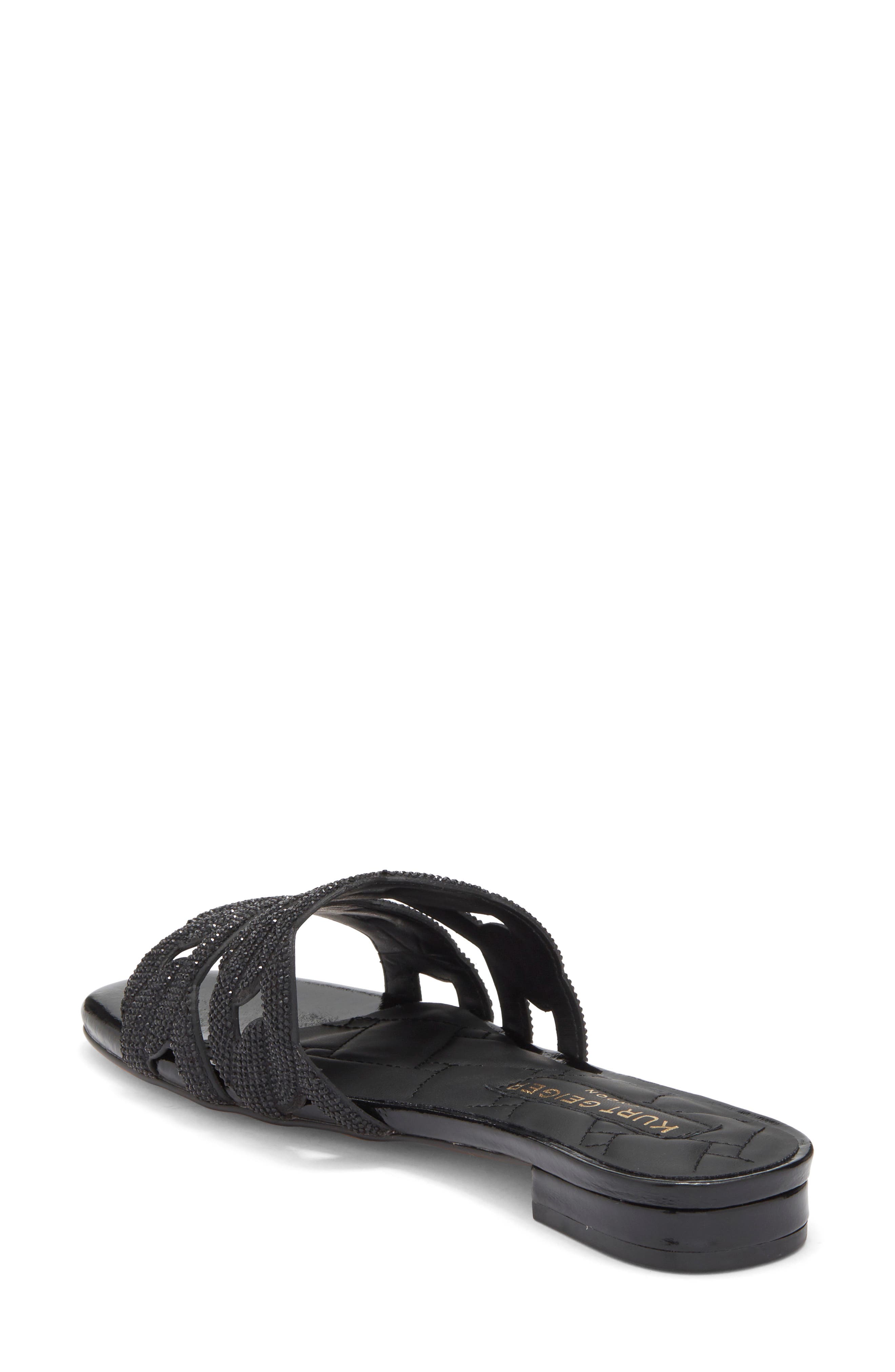 Crystal Chain Slide Sandal, Alternate, color, BLACK