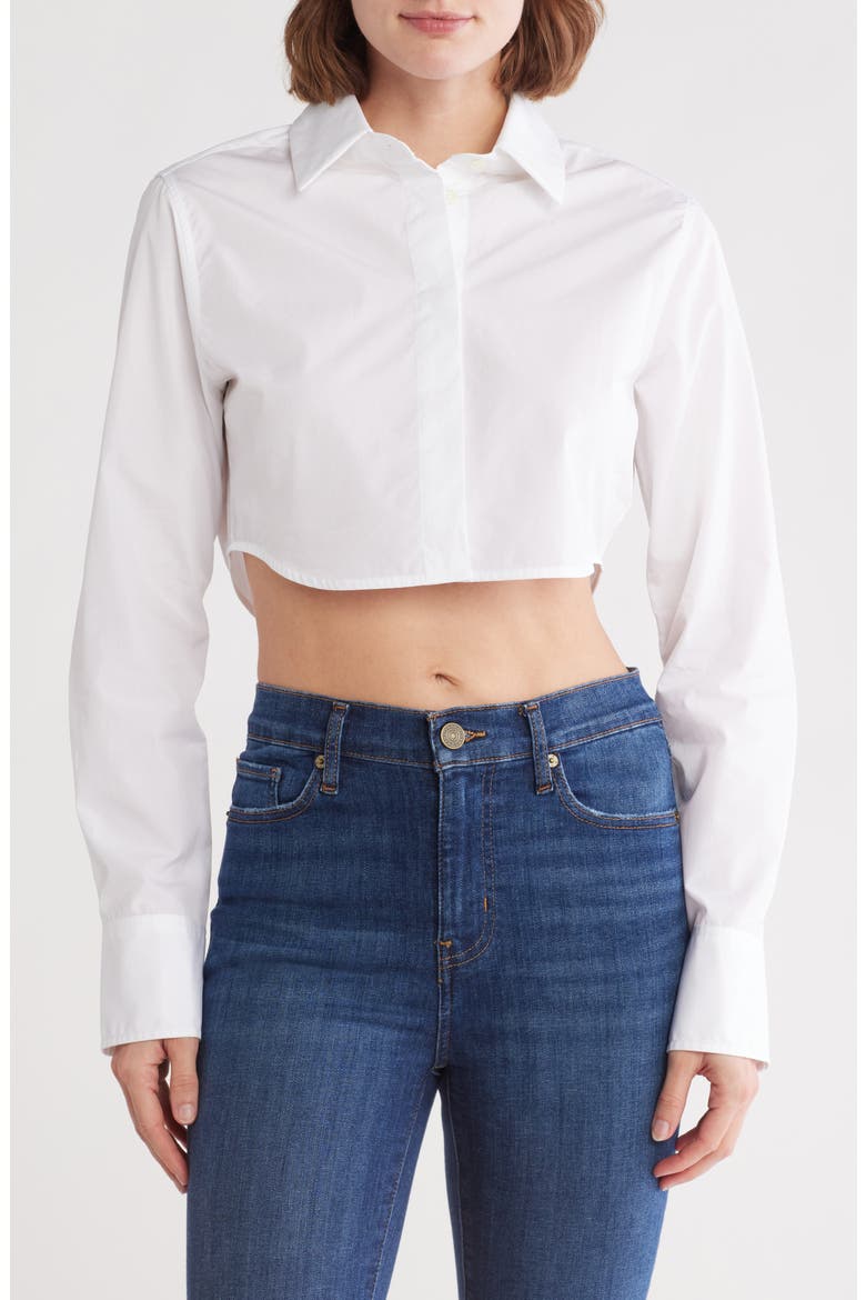 The Saturday Crop Long Sleeve Shirt, Main, color, WHITE