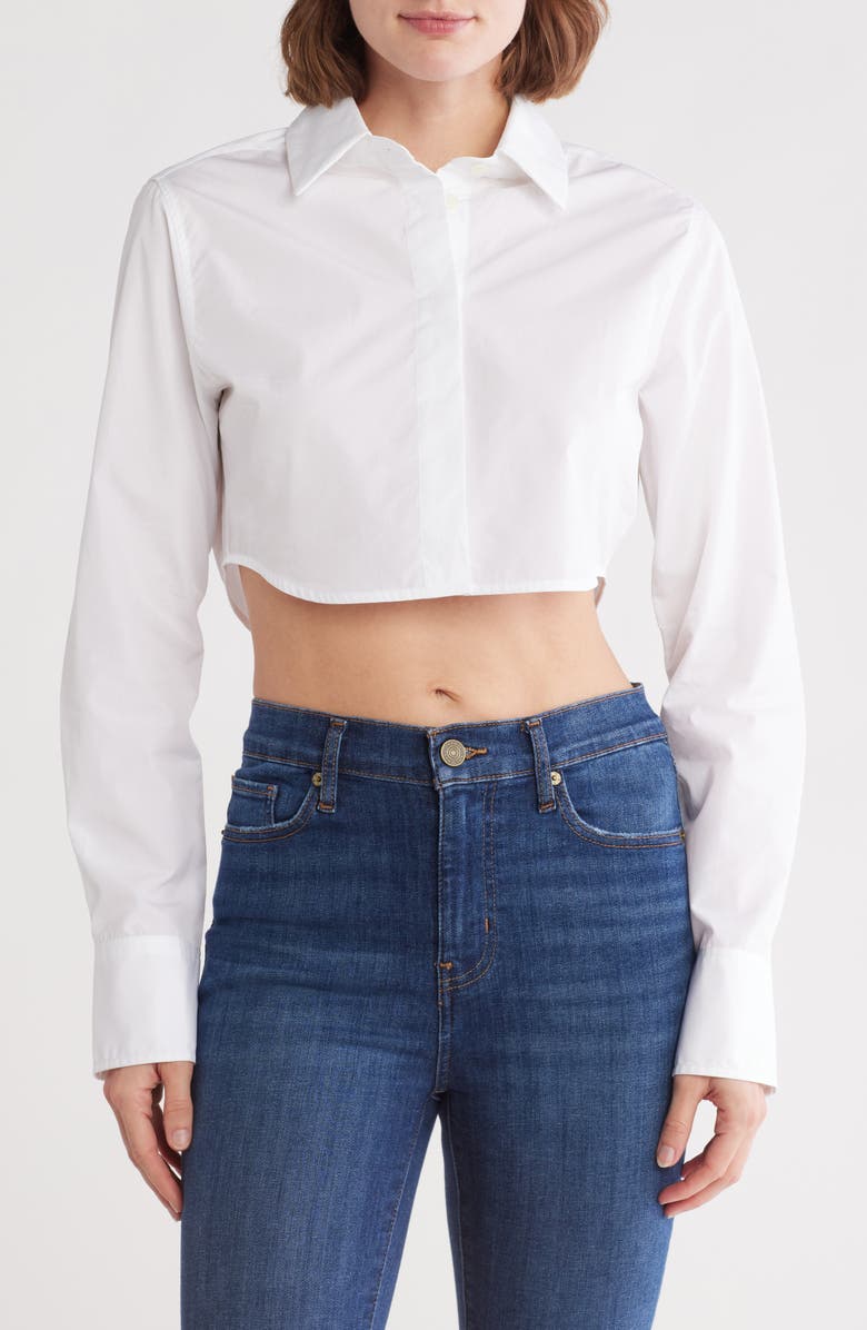 FRAME The Saturday Crop Long Sleeve Shirt, Main, color, White