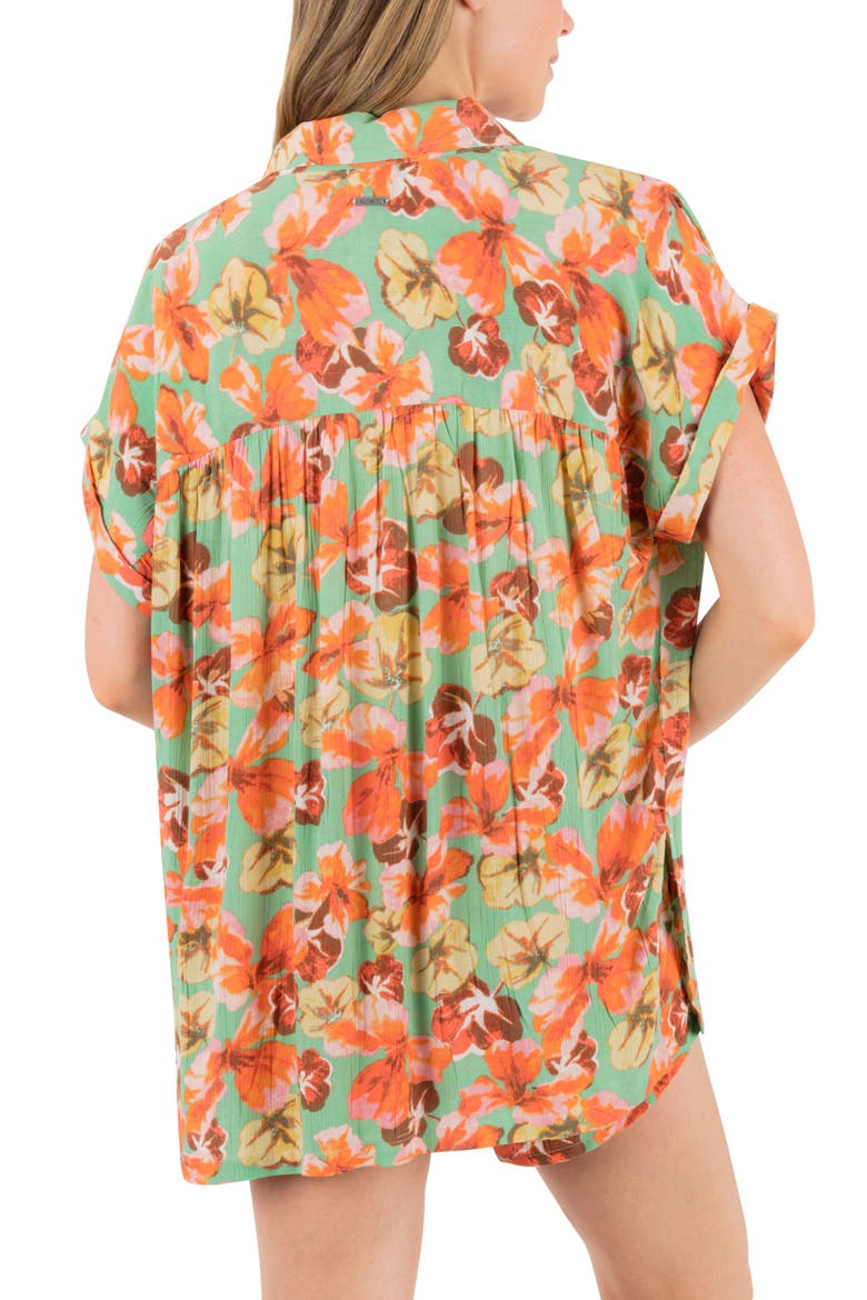 Ginko Clouds Floral Button-Up Shirt, Alternate, color, GINKO GREEN