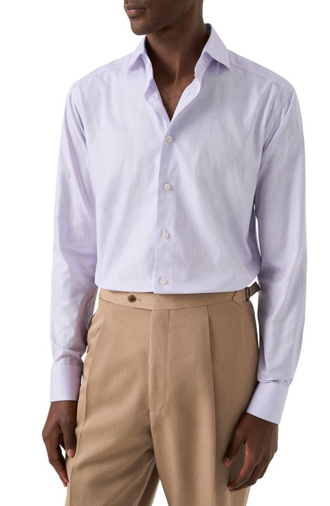 Contemporary Fit Light Purple Microcheck Cotton Dobby Dress Shirt