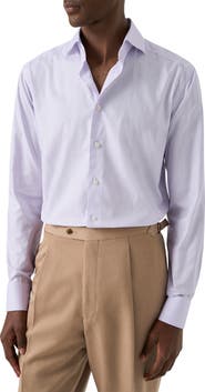 Eton Contemporary Fit Light Purple Microcheck Cotton Dobby Dress Shirt