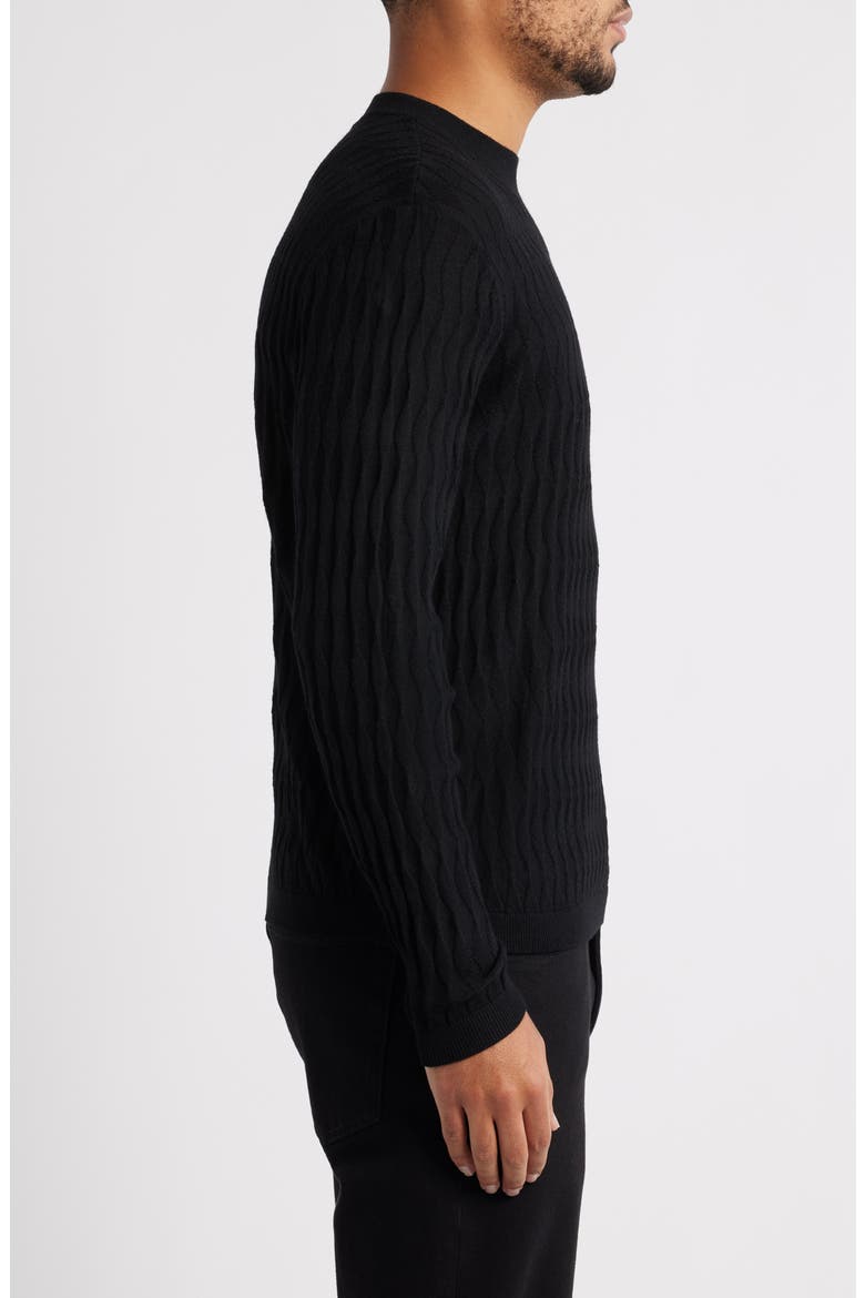 Tonal Diamond Wool Sweater, Alternate, color, SOLID BLACK