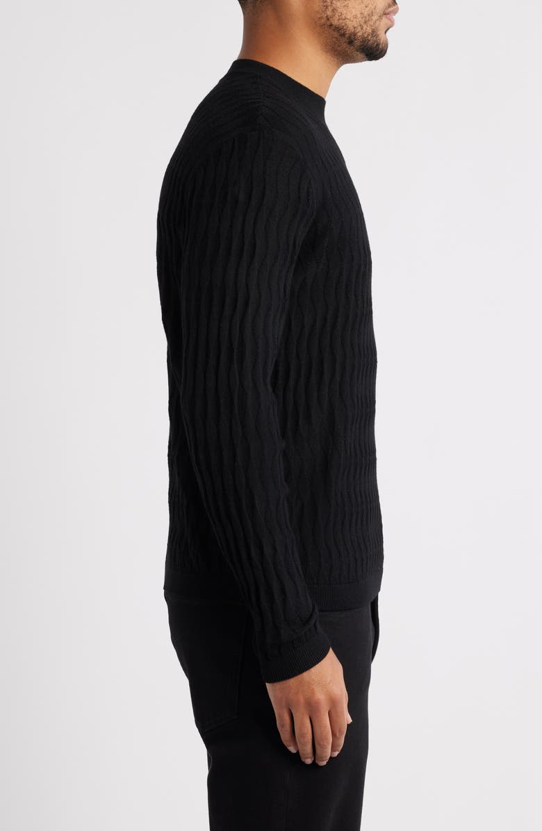 Emporio Armani Tonal Diamond Wool Sweater, Alternate, color, Solid Black