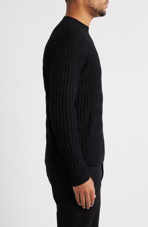 Emporio Armani Tonal Diamond Wool Sweater In Black