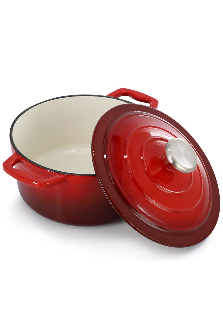 2.7 Quart Round Enameled Cast Iron Casserole, Alternate, color, Red