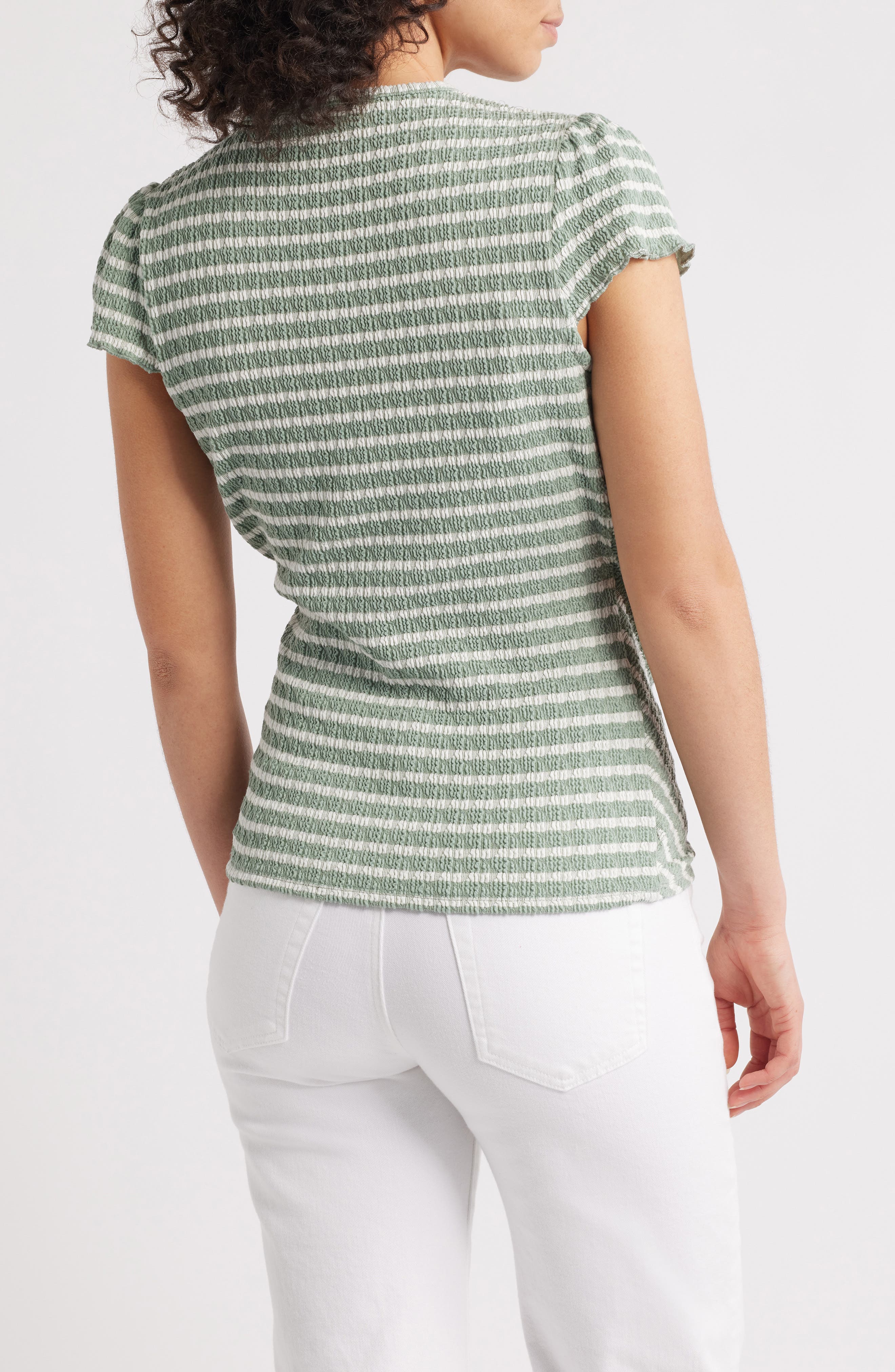 Puckered Stripe Wrap Front Top - image 4