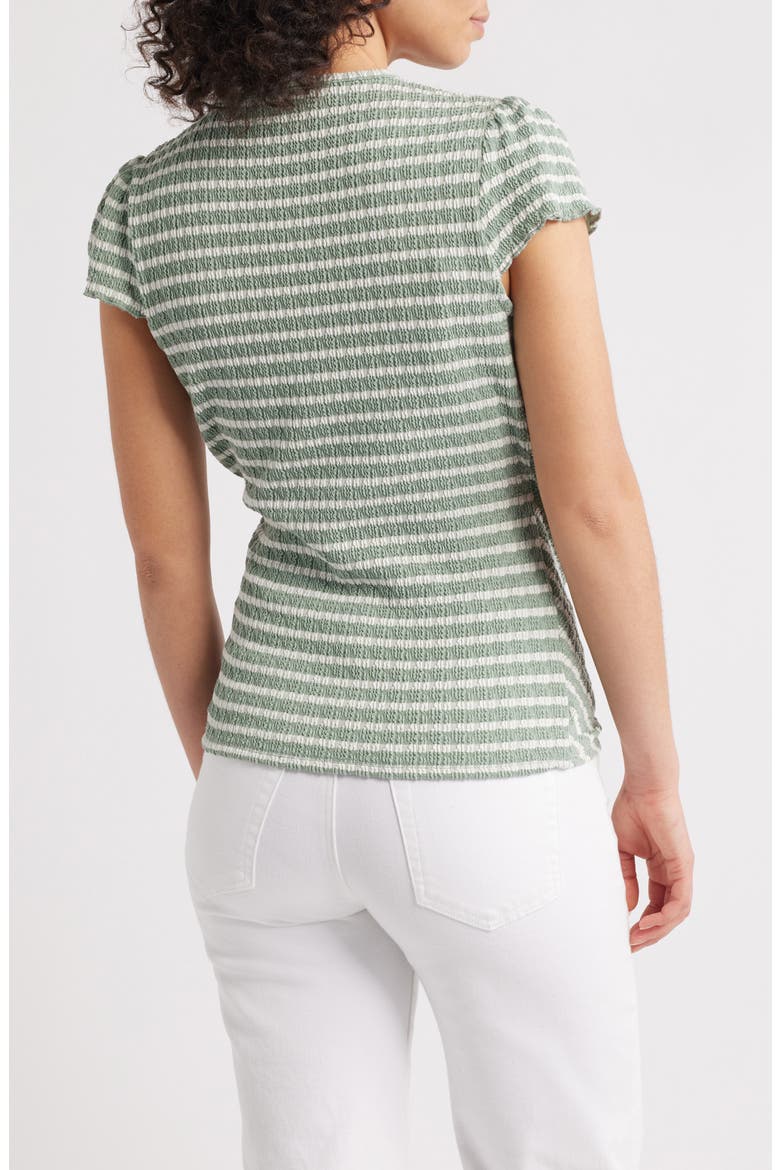 Puckered Stripe Wrap Front Top, Alternate, color, SAGE