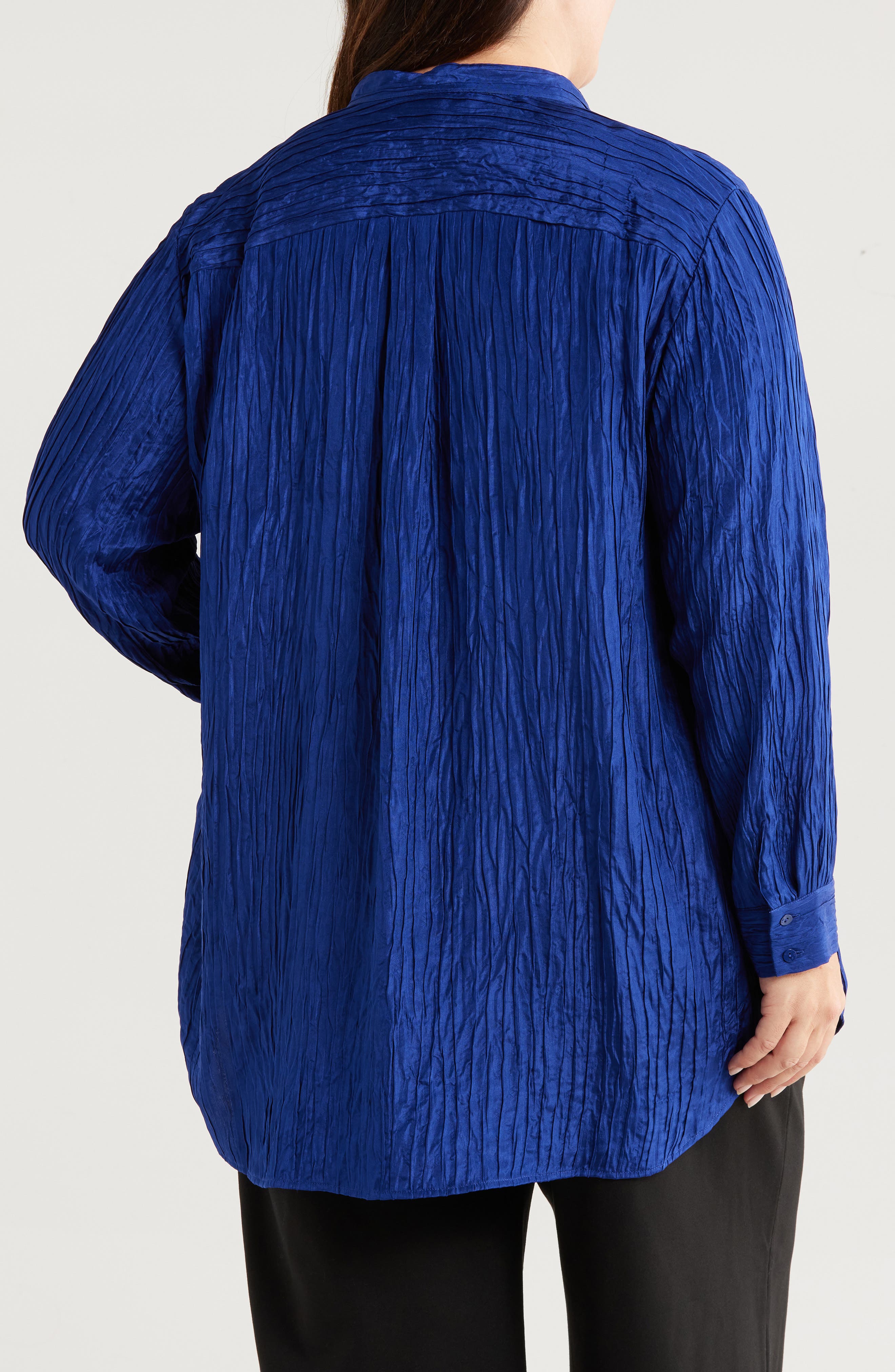 Mandarin Collar Textured Stretch Silk Tunic - image 2