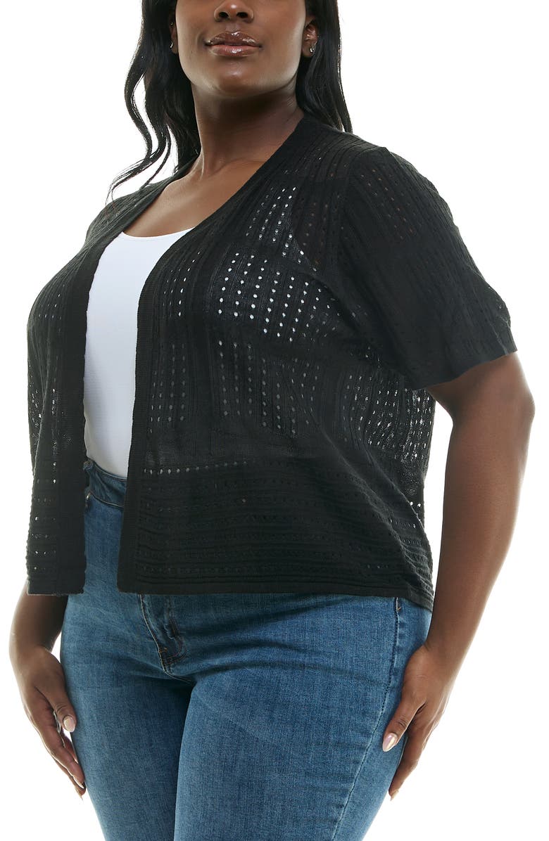 Nina Leonard Open Front Crochet Bolero, Alternate, color,