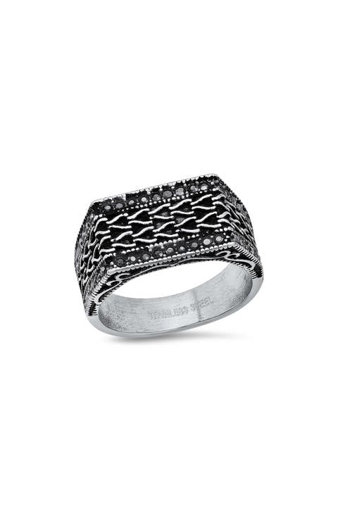 Men's Stainless Steel Simulated Diamond Ring