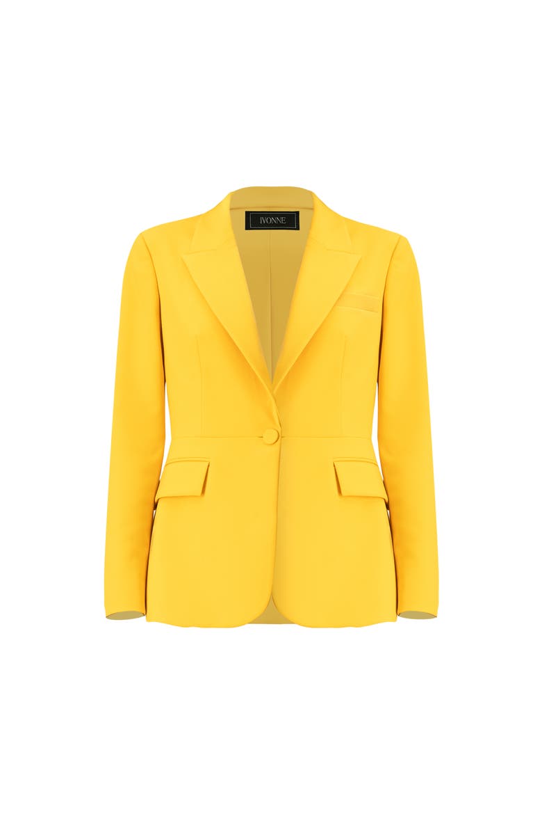 Tailored Blazer with Flap Pockets, Alternate, color, Yellow