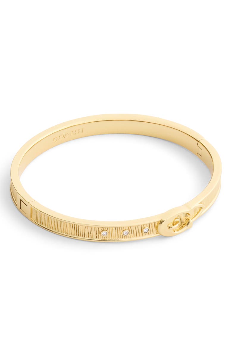 COACH Buckle Brushed Hinge Bangle, Alternate, color, Gold