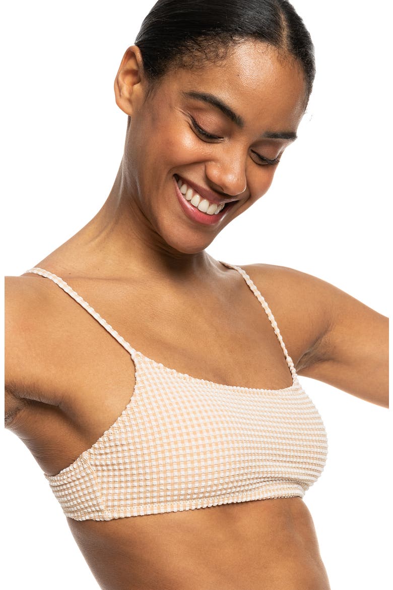 Gingham Bralette Bikini Top, Alternate, color, PORCINI