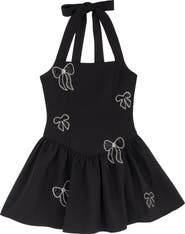 Stella 88 Kids' Bow Detail Scuba Halter Skater Dress