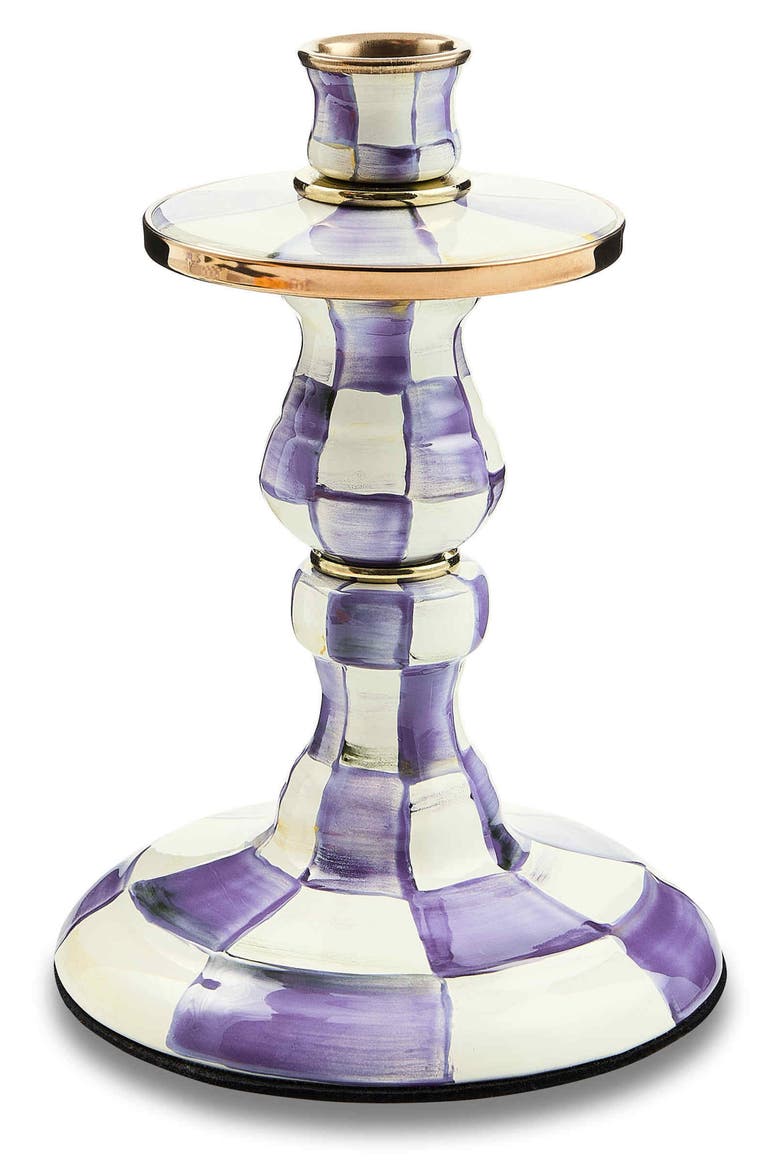 Violet Check Small Candleholder, Main, color, VIOLET